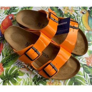 RARE Birkenstock Arizona Patent Marygold Sandals